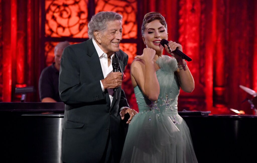 Tony Bennett and Lady Gaga performing live on stage