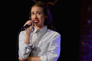 HOLLYWOOD, CA - JUNE 10:  Comedian Colleen Ballinger aka Miranda Sings performs onstage during Shoebox's 29th Birthday Celebration hosted by Rob Riggle at The Improv on June 10, 2015 in Hollywood, California.  (Photo by Michael Kovac/Getty Images for Hallmark Shoebox)