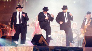 John Goodman, Dan Aykroyd and Jim Belushi of The Blues Brothers (Photo by Jeff Kravitz/FilmMagic, Inc)