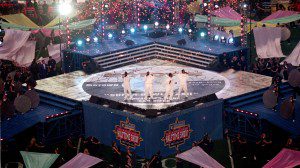 25 Jan 1998: A view of the Half Time Show taken during the Super Bowl XXXII between the Denver Broncos and the Green Bay Packers at Qualcomm Stadium in San Diego, California. The Broncos defeated the Packers 31-24.