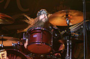 Brit Turner, drummer for the band Blackberry Smoke, performs at Humphrey's Concerts By The Bay in San Diego, California on September 13, 2015.