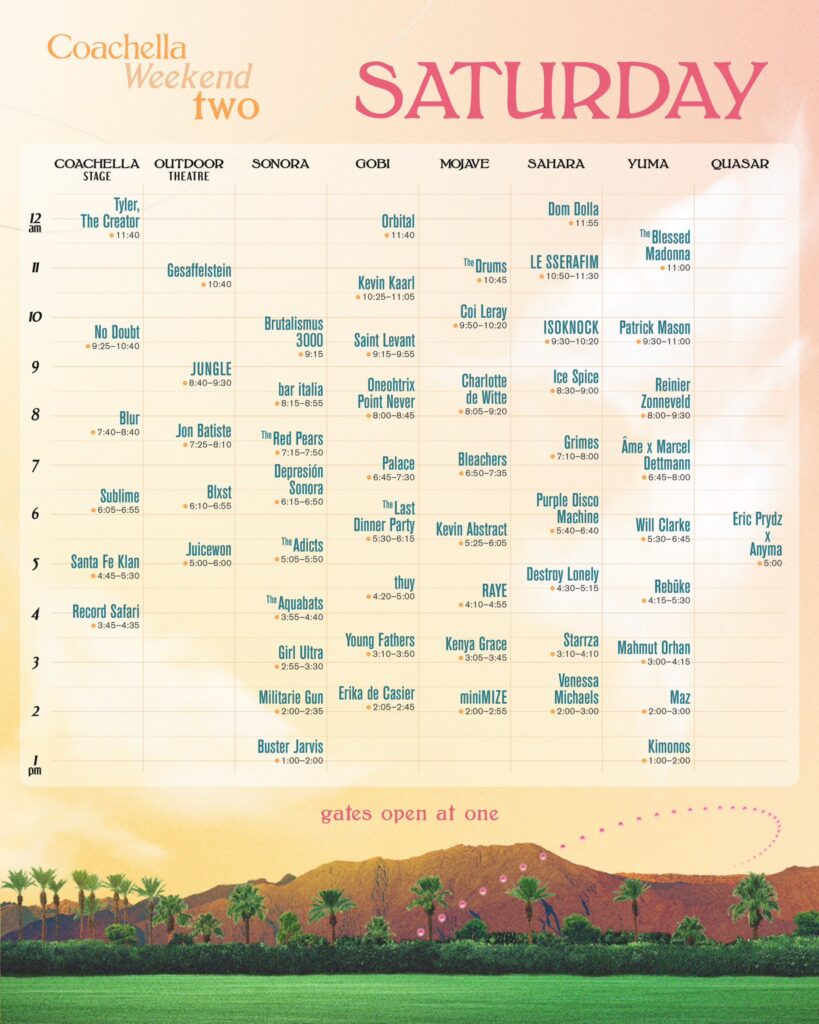Coachella 2024 weekend 2 Saturday