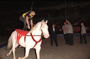 Billy Idol proves that he is still class act even on a horse at the circus event held at the LA Sports Arena on July 21, 1999 in Los Angeles, CA.