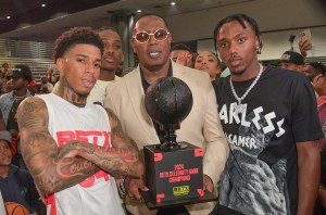 NLE Choppa, Master P and Hercy Miller attend BET Experience 2024 Fan Fest at Los Angeles Convention Center on June 28, 2024 in Los Angeles, California.