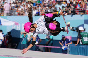 Arisa Trew of Australia competes during the Women's Skateboarding park final on Day 11 of the Olympic Games Paris 2024 at La Concorde on August 6, 2024 in Paris, France. (Photo by Ulrik Pedersen/DeFodi Images via Getty Images)