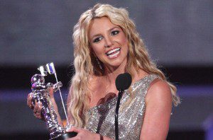 Britney Spears on stage at the 2008 MTV Video Music Awards at Paramount Pictures Studios on Sept. 7, 2008 in Los Angeles, California.