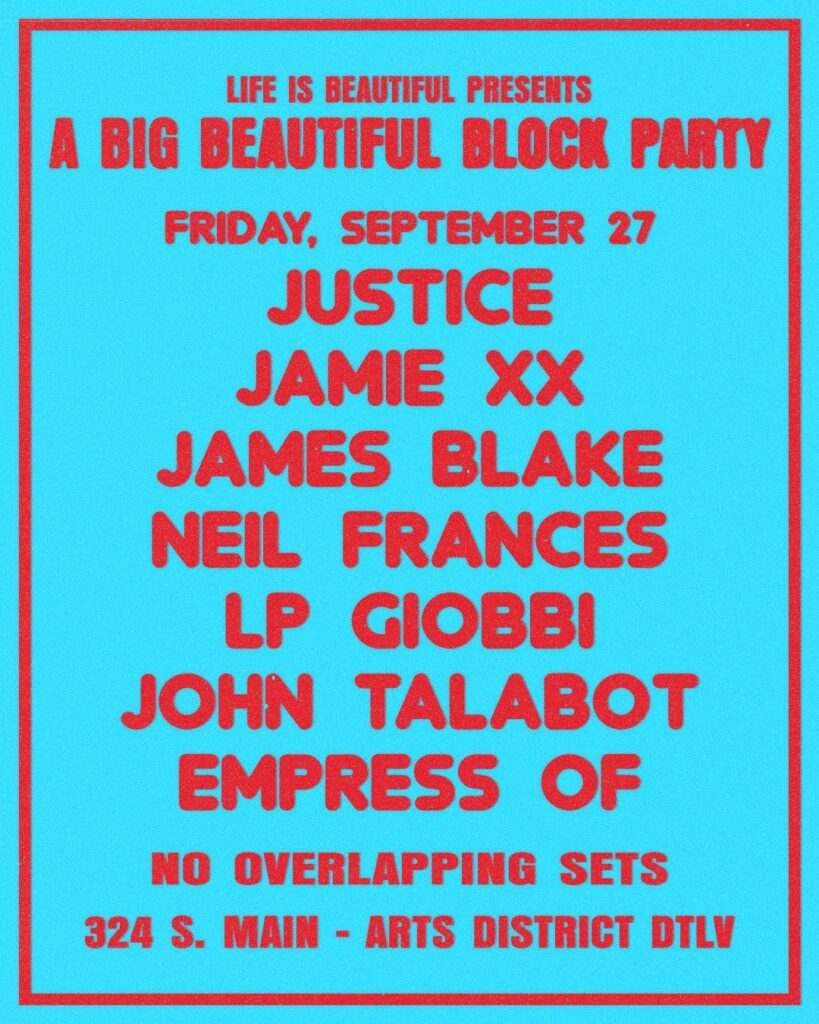 Life is Beautiful announces block party lineup by day + single day tickets