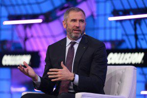 Toronto , Canada - 23 June 2022; Brad Garlinghouse, CEO, Ripple, on Centre Stage during day three of Collision 2022 at Enercare Centre in Toronto, Canada. (Photo By Stephen McCarthy/Sportsfile for Collision via Getty Images)