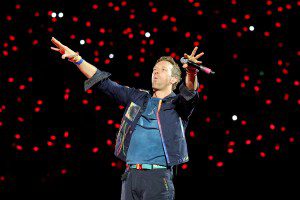 LAS VEGAS, NEVADA - JUNE 06: Chris Martin of Coldplay performs on a stop of the band's Music of the Spheres world tour at Allegiant Stadium on June 06, 2025 in Las Vegas, Nevada. (Photo by Ethan Miller/Getty Images)
