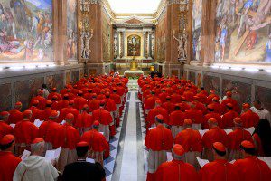 VATICAN CITY, VATICAN - MAY 07: (EDITOR NOTE: STRICTLY EDITORIAL USE ONLY - NO MERCHANDISING) Cardinals attends the opening of the Conclave in the sistine Chapel on May 07, 2025 in Vatican City, Vatican. Cardinals of the Catholic Church have descended on Vatican City to commence the papal conclave, the secretive voting process held in the Sistine Chapel that requires a two-thirds majority to elect the new leader of the Catholic Church. The election follows the death of Pope Francis on April 21 at the age of 88. (Photo by Vatican Media/Vatican Pool - Corbis/Corbis via Getty Images)